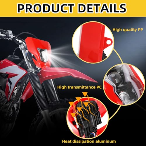 Ustpo R18120228 Dirt Bike Headlight,Motorcycle Head Light Universal thumb #3