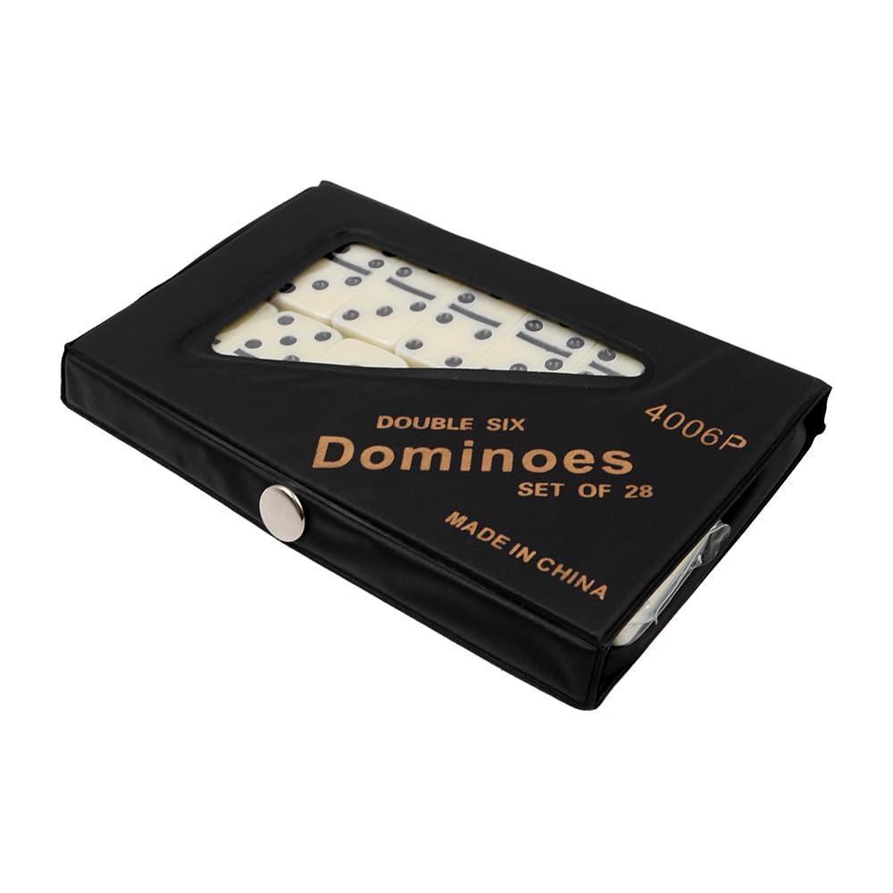 Hsthe Sea Classic Dominoes, 28 Pieces Retro Deluxe Domino Game, Traditional Set Design, Black and Cream, Large