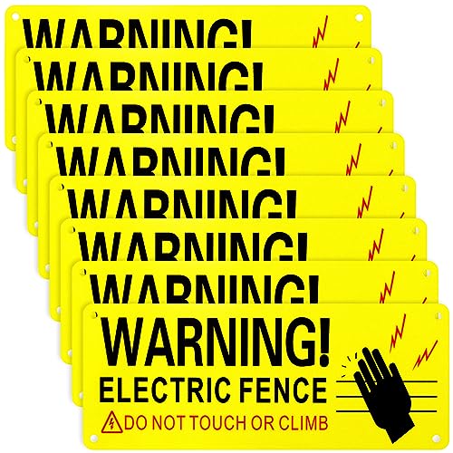 Blulu DIB-BLULU-44 Metal Electric Fence Warning Signs 10 X 4 Inches Reflective Aluminum Electric Fence Safe Sign Caution Electric Fence Sign Warning cover