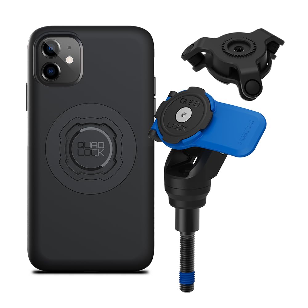 Quad Lock Handlebar Clamp Motorcycle Phone Mount with Vibration Dampener and MAG Phone Case for iPhone 11