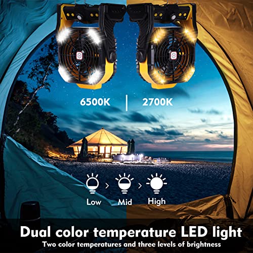 RUNTOP-Camping-Fan-Rechargeable-Fan-Portable-Battery-Powered-Fan-Battery-Operated-Fan-with-Hook-2-BladesCamping-Fans-for-Tents-Beach-Fan-USB-Table-Outdoor-Fan-270Rotation-Timer-Funtion-Light