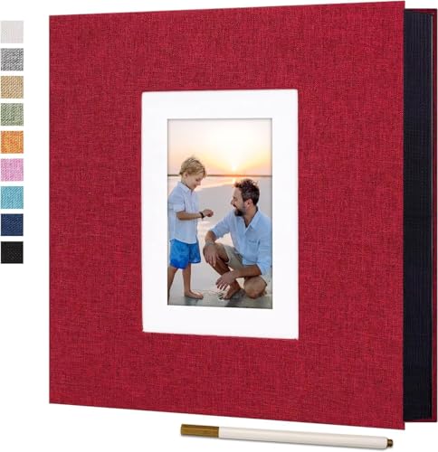 Raoendis アルバム 貼るタイプ 黒台紙 20枚40ページ L判サイズ200枚収納 DIY L/KG/2L/A4写真収納 手作り フォトアルバム フリー台紙 フォトブック リネン 赤ちゃん 結婚祝い 出産祝い 子供 ベビー 記念日 結婚式 簡単 収納 可愛い