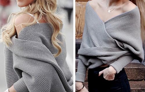 Women Fall Winter Snowfall Sweater Scarf with Sleeves Multi-Use Wrap Blanket Scarf Crochet Knitted Shawl Cape3