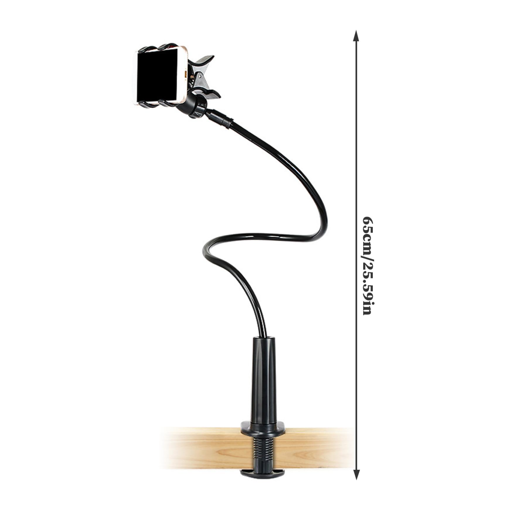 Pince de téléphone au lit, support de téléphone à col en cygne, support de téléphone de lit réglable avec clip non glissant, support de téléphone universel pour lit, support de téléphone portable, no
