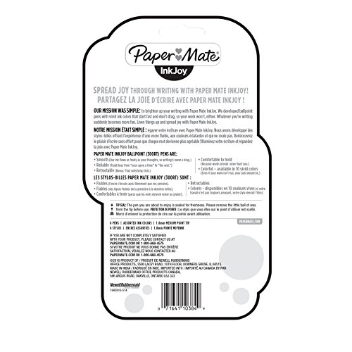 Image of Paper Mate InkJoy 300RT Retractable Ballpoint Pens, Medium Point, Assorted, 6 Pack (1945916)