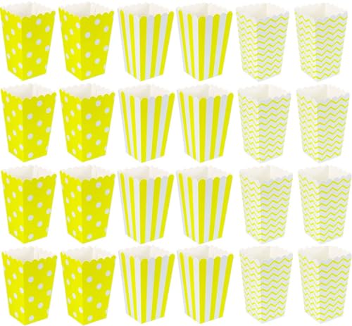 Image of Movie Night Popcorn Paper Boxes,Vertical Pattern Dot Wave Color Fashion Vintage Retro Party Design Red & White Colored Nostalgic Carnival Stripes Bags & Tubs (2X 2.8 x 4.8 Inch) (Pink ~ 24 Pack)