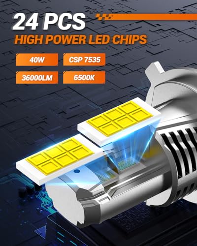 Sealight H4LED H4 Bulb, 1:1 Real Size 36000Lm 9003/Hb2 Fog Light Bulbs, 700% Super Bright 6500K Cool White thumb #4