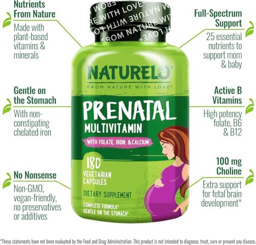NATURELO Prenatal Multivitamin - Natural Vitamins & Minerals - Active Folate, Iron & Calcium - Essential Nutrients During Pregnancy & Conception - No GMOs - 180 Vegan Capsules | 2 Month Supply - Image 6