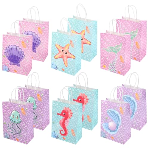 GHVACZS 12 Piezas Bolsas Cumpleaños Infantil, Tema de Sirena Bolsitas Cumpleaños Infantiles,...