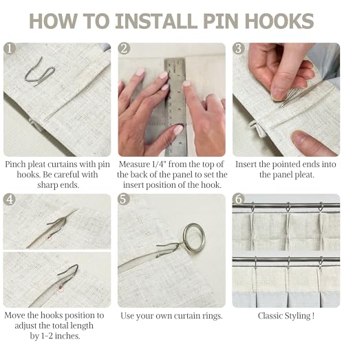 Image of Vision Home Natural Full Blackout Curtains Linen Blended Darkening Window Curtains 84 inch for Living Room Bedroom Thermal Insulated Pinch Pleat Drapes with Hooks 2 Panel 40 inchWx84 inchL