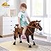 Qaba Sound-Making Ride On Horse for Toddlers 3-5, with Neighing and Galloping Sound, Stuffed Animal Horse Toy for Kids with Padding, Soft Feel, Brown