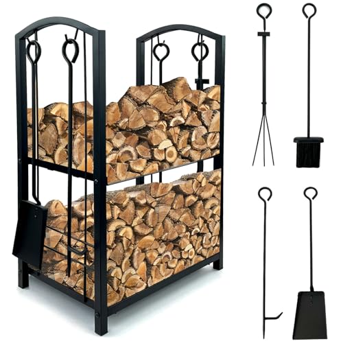 Crystals 2 Tier Metal Firewood Log Holder - Log Store - Log Rack for Fireplace - Firewood Rack for...