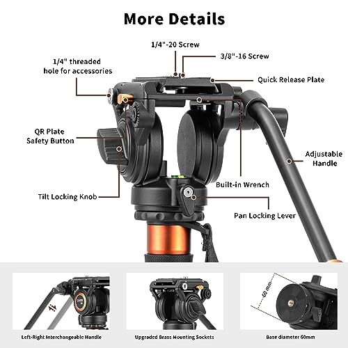 image for Cayer FP34 Monopod with Feet, 71 inch Aluminum Telescopic Camera Monop
