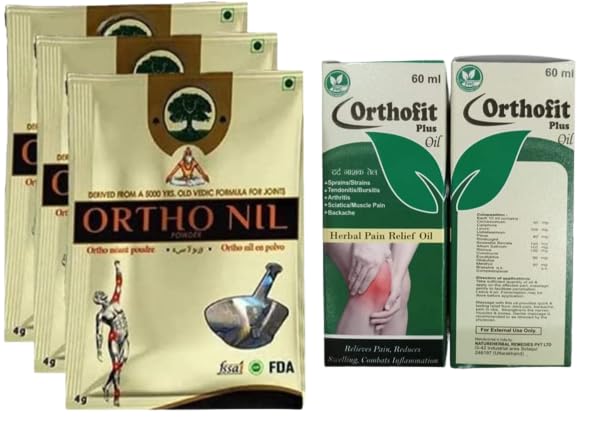 Orthonil Herbal Powder 28 Pouches Orthofit Plus Ayurvedic Pain Oil 60ml