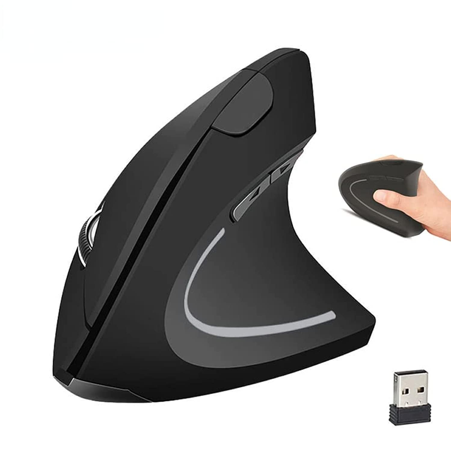 TDOOErgonomic Vertical Mouse, Wireless Charging Vertical Mouse With Usb Receiver, Adjustable Dpi 800/1000/1600 For Computer/Laptop/Pc (B)