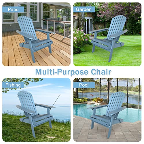 Folding Adirondack Chair,Folding Chairs For Outside,Fire Pit Chairs,Weather Resistant Waterproof Solid Wood Adirondack Chairs,Outdoor Lounge Chairs,Lawn Chairs For Patio Garden Backyard(Turquoise) #TOP4
