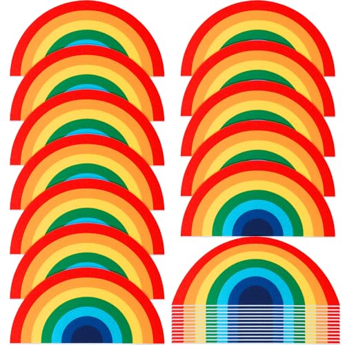 Boao 12 Pcs Large Rainbow Felt Table Mats, Rainbow Party Supplies Prop for Craft Wall Decal Painting Art Birthday Baby Showers Party Decorations