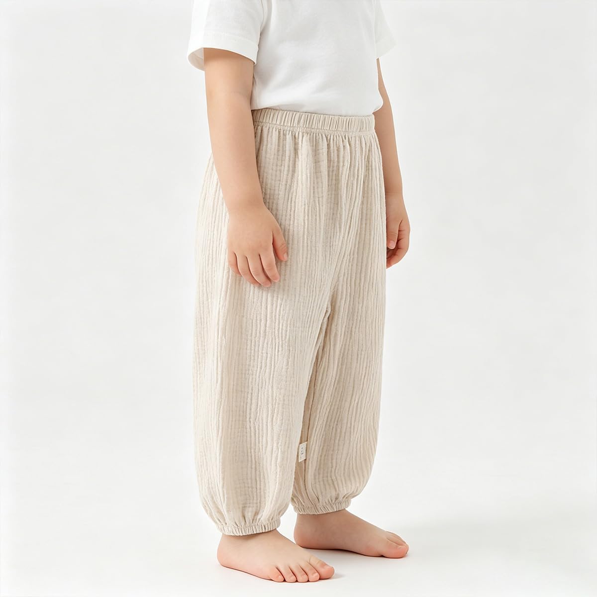 Lot de 2 Pantalon en Gaze Coton pour Bébé Fille Garçon Pantalons Bloomers Été Pantalon Bouffant à Couleur Unie Pantalons Long Décontracté Jogging pour Garçon Fille 6 Mois-4 Ans