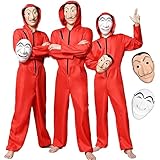 [Formemory] ハロウィン コスプレ ペーパーハウス コスプレ マスク 連体服 マスク2点+つなぎ服1つ 3点セット 仮装 コスチューム スペイン ドラマ ピエロ ハロウィン クリスマス パーティー 学園祭 文化祭 (M)