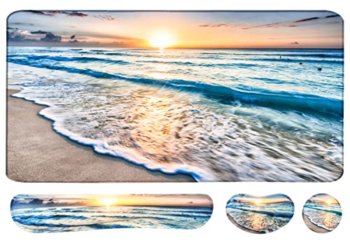 Image of WB WEIRDBEAST 4-In-1 Large Gaming Mouse Pad,Keyboard Wrist Rest Pad&Wrist Support Mousepad Set,Extended Desk Pad Waterproof Desk Mat For Home Office Study Game-Beach