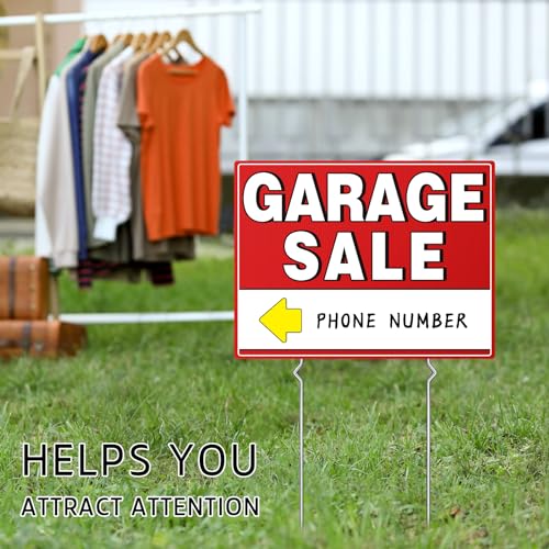 7 pcs garage sale sign with metal stakes 1734 x 1334 double-sided with 20 directional arrow stickers large yard weather-proof