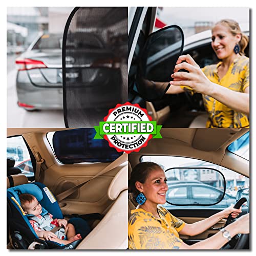 Kinder Fluff Car Window Shade (4-Pack) - Award-Winning UV Protection for Babies - Blocks 99.95% UVR - Mom's Choice Gold Award