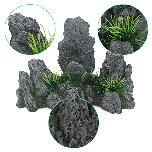 Hrrive Fish Tank Lava Rocks Aquarium Landscape Slate Rock Stones Mountain View Decorations For Marine Freshwater Aquariums #TOP2