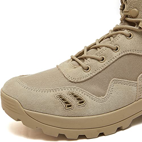 Polar Soldier Men's Tactical Work Boots 8 Inches Splashproof Durable Suede Hiking Outdoor Boots Breathable Military Combat Desert Boots Tan Size 11.5 #TOP3