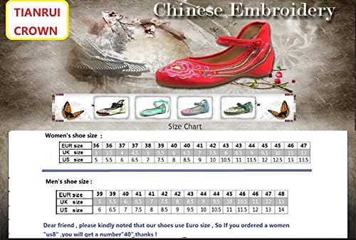 TIANRUI CROWN Spring and Autumn Women's Embroidered Cloth Shoes Hanfu Shoes Ancient Costume Stage Shoes Single Shoes (9,Pink) | Image 1