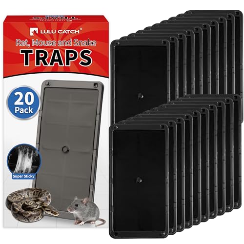 Image of LULUCATCH Mouse Traps 20 Pack, Larger Heavier Glue Traps for Mice, Rat & Snakes, Non-Toxic Sticky Mouse Traps Indoor for Home & Kitchen, Easy to Set