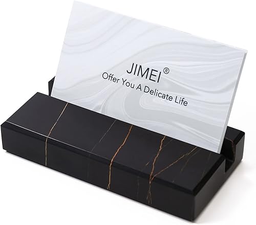 Miniatura 1 de Soporte para tarjetas de visita para escritorio, elegante soporte para tarjetas de presentación, hecho de mármol del Sahara Noir, soporte