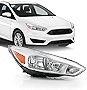 AKKON - Fits 2015 2016 2017 2018 Ford Focus Halogen Type Chrome Headlight w/LED DRL Tube Passenger Right Side Replacement