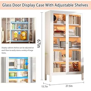 Talldisplaycabinetwithglassdoors5tiercuriocabinetwith4adjustableshelves67metalcabinetdisplaycasesforcollectiblestoyshomelivingroompantrywhite Urban Country Home Decor Tall display cabinet with glass doors 5 tier curio cabinet with 4 adjustable shelves 67 metal cabinet display cases for collectibles toys home living room pantry white urban country home decor