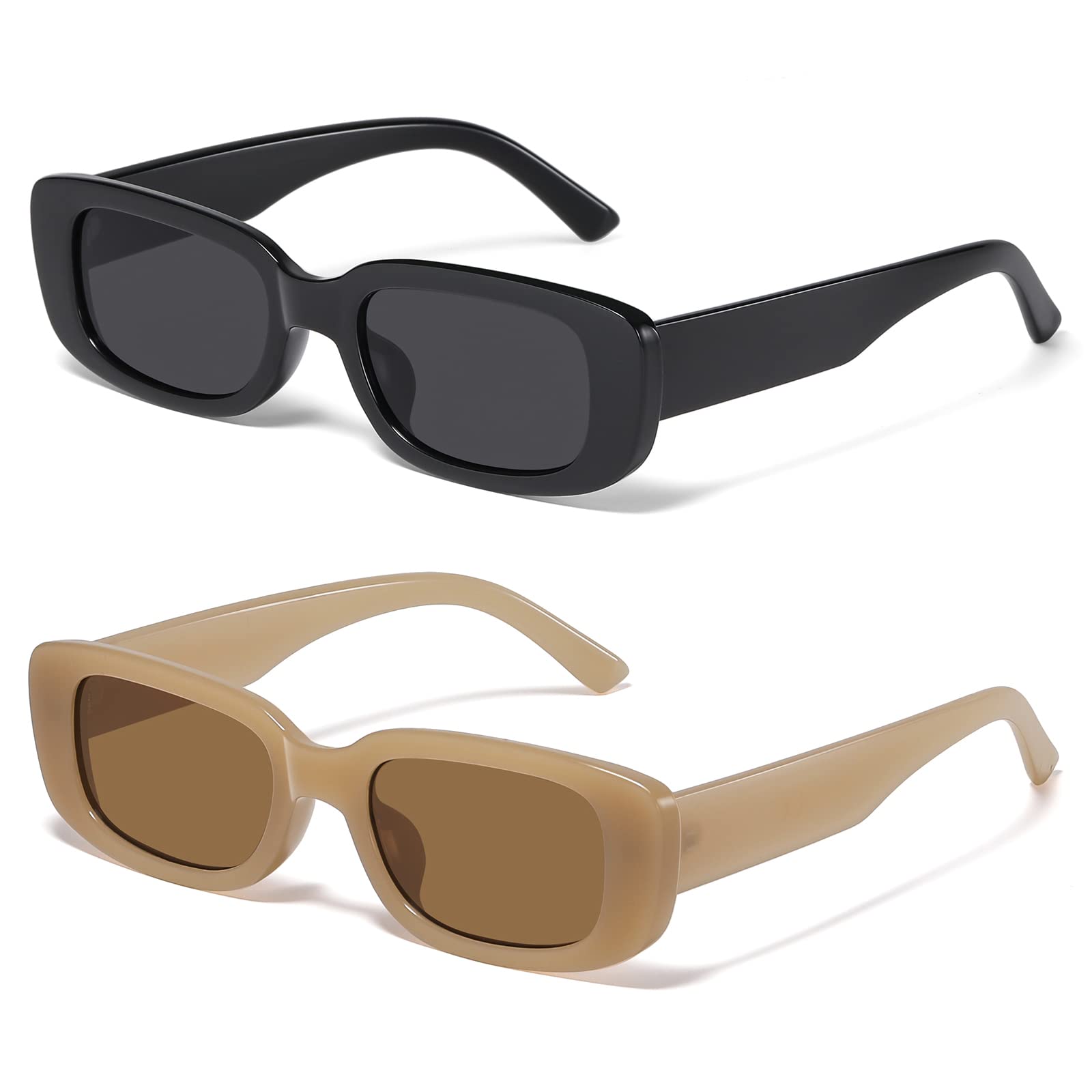 JASPIN Rectangle Sunglasses for Women Men Trendy Y2k Retro 90s Sun Glasses UV400 Protection Cool Square Frame