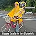 Regenponcho Fahrrad extra wasserdicht und robust - TEST SEHR GUT - Premium Regencape Fahrrad mit Reflektoren, Sichtfenster - Regenbekleidung als Regenponcho Herren und Damen - Regenjacke Gelb in L