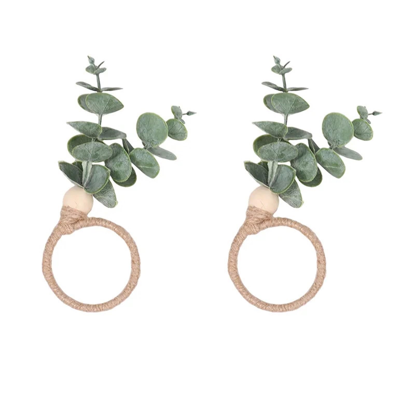 Table Decor Napkin Rings, Napkin Rings 12 Pcs Eucalyptus Leaves Table Decoration