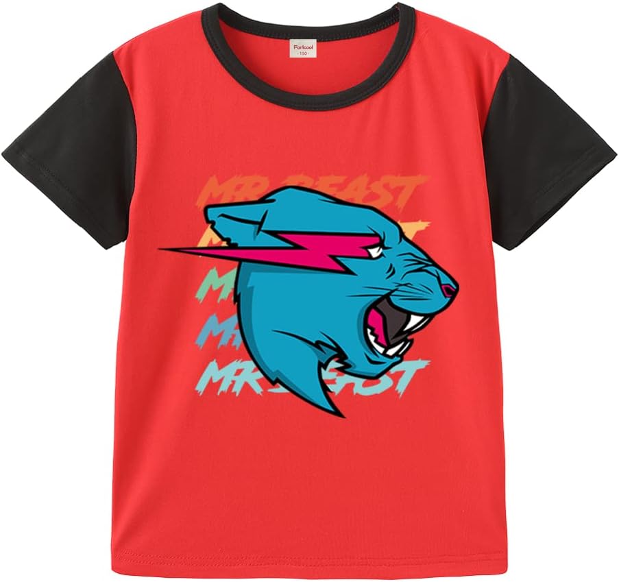 ForlcoolLighting Cat Boys Summer T-Shirt YouTube Game Merch Black Top Tee