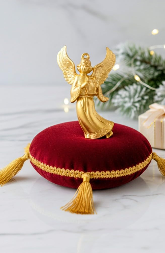 Gold Angel Christmas Ornaments (Pack of 3) - Hanging Tree Decorations for Xmas Party Holiday Home Decor & Gifting - Glittery Golden Angel Figures
