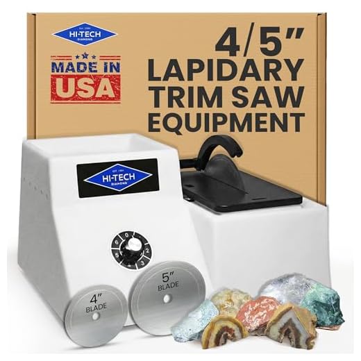 Hi-Tech Diamond 4"/5" Lapidary Equipment Trim Saw - Rock, Stone, Glass Cutting, Trimming, Sawing Machine Includes TWO Diamond Saw Blades