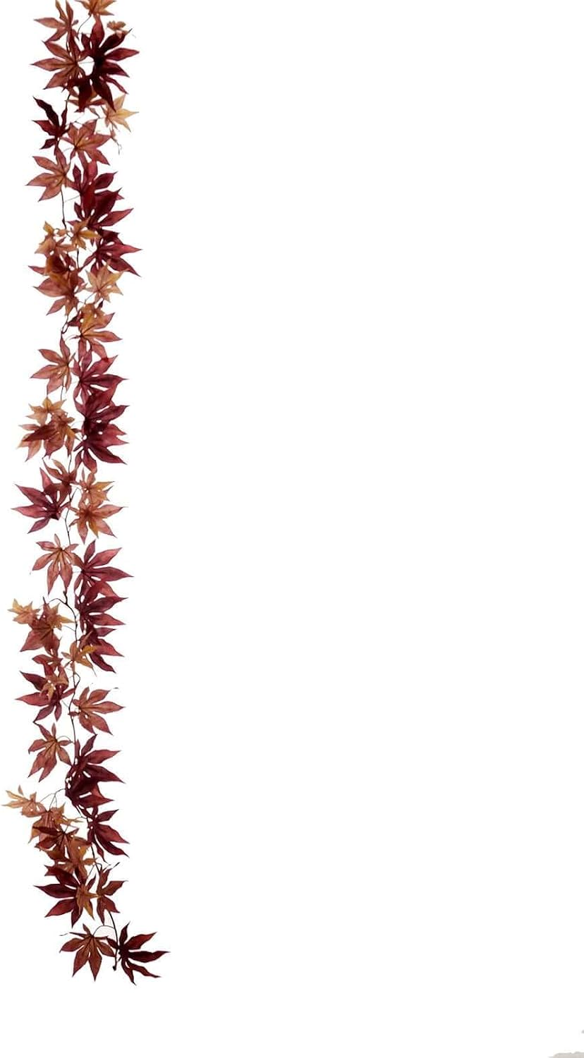 Efavormart 6FT Artificial Silk Maple Fall Leaf Garland, Hanging Autumn Foliage Vines for Thanksgiving Mantel, Table Runner, and Harvest Event Decor - Burgundy