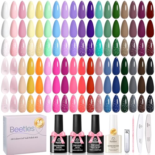 Beetles 36 Colors Gel Nail Polish Set, Pastel Jelly Pink