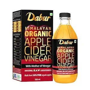 Dabur Himalayan Organic Apple Cider Vinegar-500ml | With the Mother of Vinegar | Sourced from Organic Apples | Raw, Unfiltered & Unpasteurized | 100% Pure | Helps Stay fit