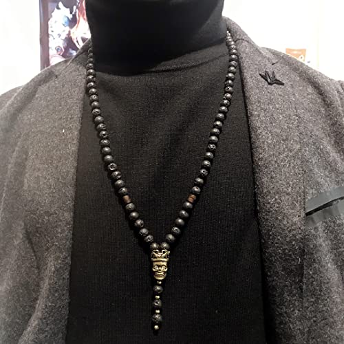 Olimy Natural Stone Necklace For Women/Men Retro Lava Bead Long Necklace Skull/Pendants Necklaces Fashion Jewelry,Style A (Color : J-Style) #TOP6
