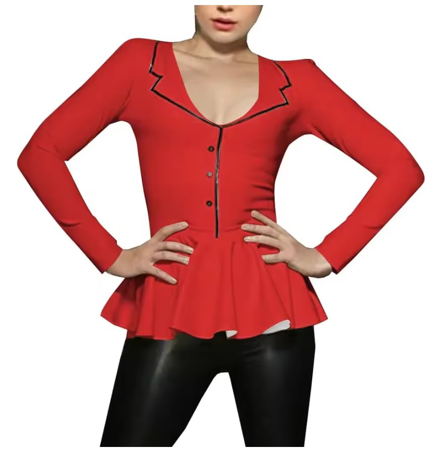 Sissy Slim Fit A-line plissé col rabattu manches longues Fishtail Patchwork Blouse High Street All-Match Tops personnalisables