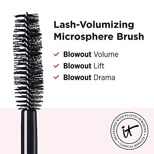 It Cosmetics Lash Blowout Mascara, Black - Lifts, Volumizes & Separates Lashes - Unique Wand Developed With Drybar - Contains Biotin - 0.24 Fl Oz #TOP2