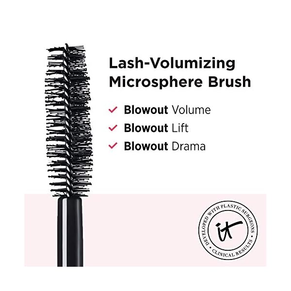 IT Cosmetics Lash Blowout Mascara, Black - Lifts, Volumizes & Separates Lashes - Unique Wand Developed with Drybar - Contains Biotin - 0.24 fl oz
