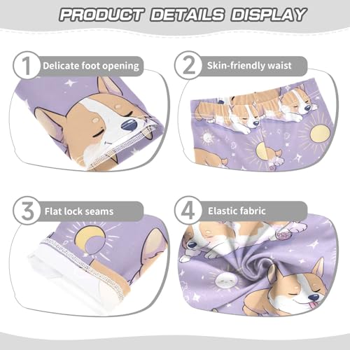 ALAZA Girls' Leggings Children's Yoga Pants Skinny Printed Dance Cute Puppy Violet Comfortable 4T2