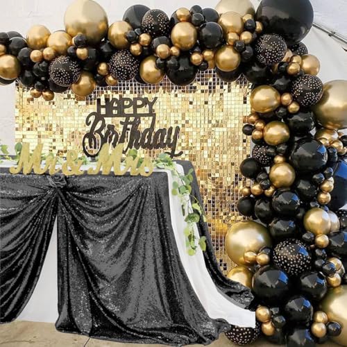 FYLEDAEE Black Sequin Tablecloths for Parties,50 X 80 inch Rectangle Glitter Shinning Table Cover Fitted 6FT Table for Birthday Wedding Valentine' s Day Bridal Holiday Event Decorations by FYLEDAEE - Image 6