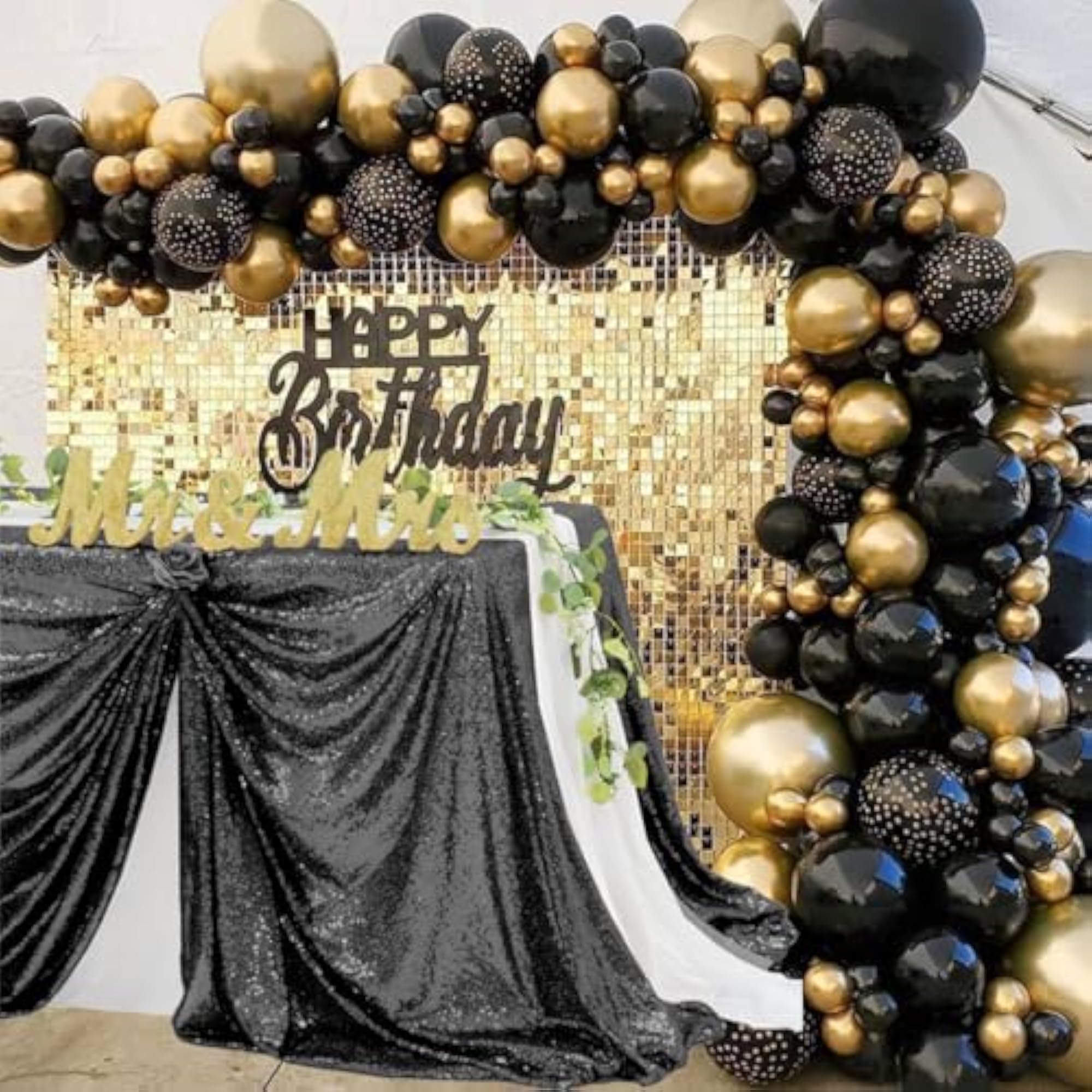 Sequin Rectangular Tablecloth - 50x80 inch Glittering Black