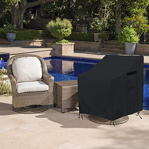 ANANMEI Adirondack Chair Covers, Outdoor Swivel Lounge Chair Cover 1 Pack, (30 L x 34 W x 38.5 H inches) Waterproof Heavy Duty Outdoor Chair Covers,Black — view 6